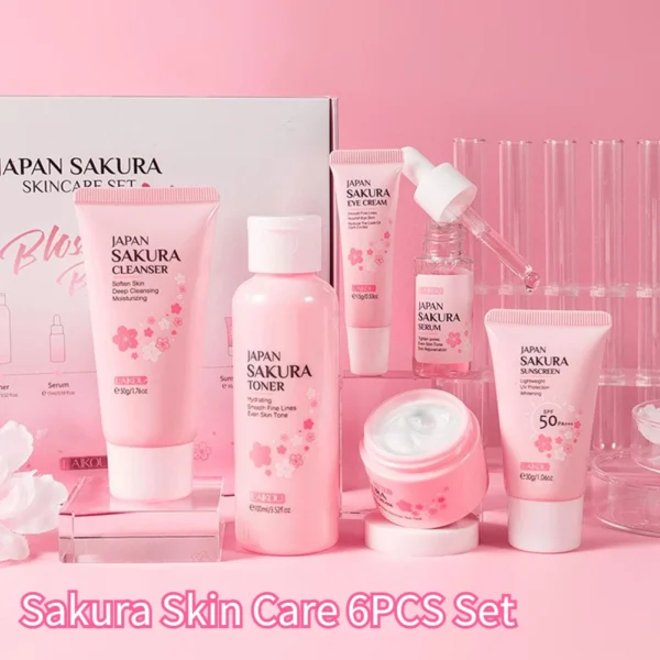 Sakura Skin Care Set – Cleanser, Toner, Serum, Eye Cream, Face Cream & Sunscreen