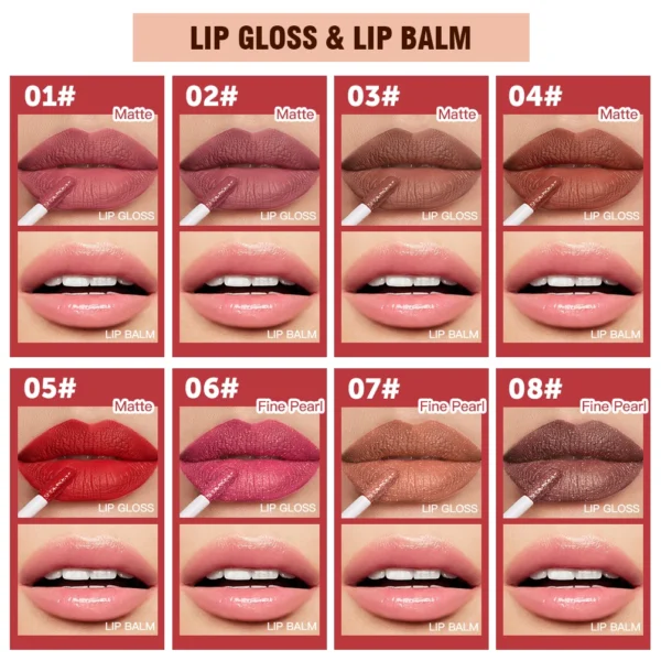 8-Color Matte Liquid Lipstick & Lip Gloss – Waterproof, Dual-Ended Lip Balm, Moisturizing, Anti-Cracking, Plumping Lip Makeup - Image 2