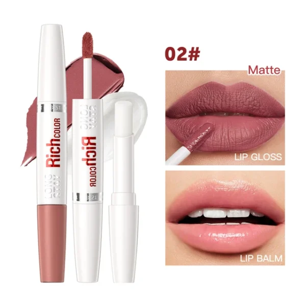 8-Color Matte Liquid Lipstick & Lip Gloss – Waterproof, Dual-Ended Lip Balm, Moisturizing, Anti-Cracking, Plumping Lip Makeup - Image 4
