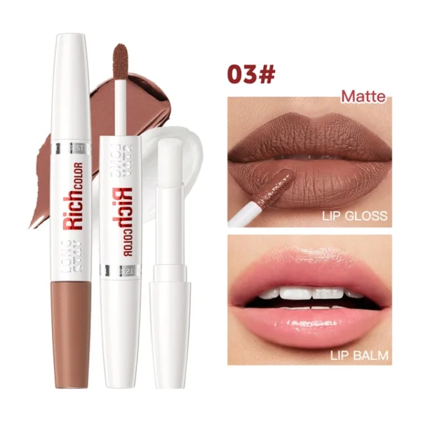 8-Color Matte Liquid Lipstick & Lip Gloss – Waterproof, Dual-Ended Lip Balm, Moisturizing, Anti-Cracking, Plumping Lip Makeup - Image 5