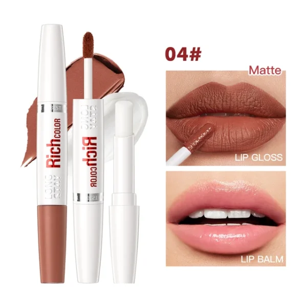 8-Color Matte Liquid Lipstick & Lip Gloss – Waterproof, Dual-Ended Lip Balm, Moisturizing, Anti-Cracking, Plumping Lip Makeup - Image 6