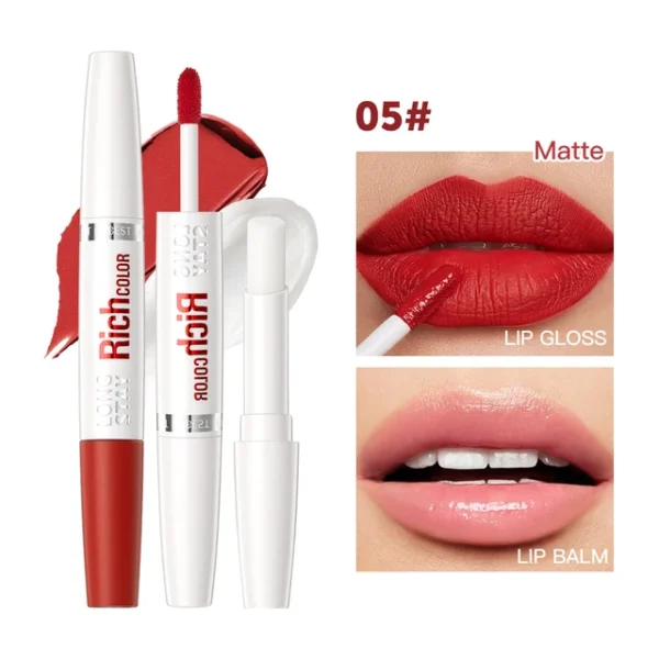 8-Color Matte Liquid Lipstick & Lip Gloss – Waterproof, Dual-Ended Lip Balm, Moisturizing, Anti-Cracking, Plumping Lip Makeup - Image 7