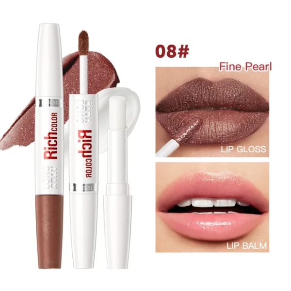 8-Color Matte Liquid Lipstick & Lip Gloss – Waterproof, Dual-Ended Lip Balm, Moisturizing, Anti-Cracking, Plumping Lip Makeup - Image 10