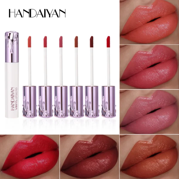 Handaiyan 6-Color Liquid Lipstick Set – Matte, Moisturizing, Long-Lasting, Waterproof, Non-Fading Lip Gloss