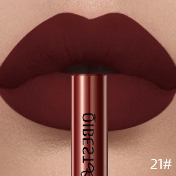QIBEST Matte Liquid Lipstick – Waterproof, Long-Lasting, Velvet Lip Tint – Highly Pigmented Nude & Red Lip Gloss for All-Day Wear - Image 8