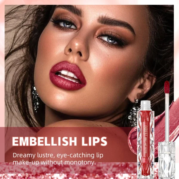QIBEST Waterproof Diamond Shimmer Glitter Lip Gloss - Image 4