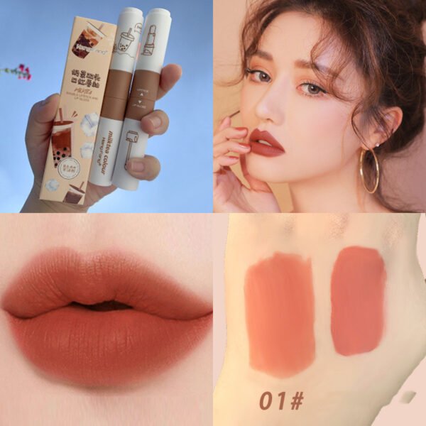 Two-headed Velvet Matte Lipstick & Lip Glaze Combo - Image 2